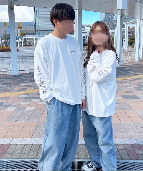 PairPair（ペアペア）の「袖プリントロンT(ユニセックス)（Tシャツ/カットソー・レディース・ブラック/オフホワイト・FREE）」の16枚目の写真