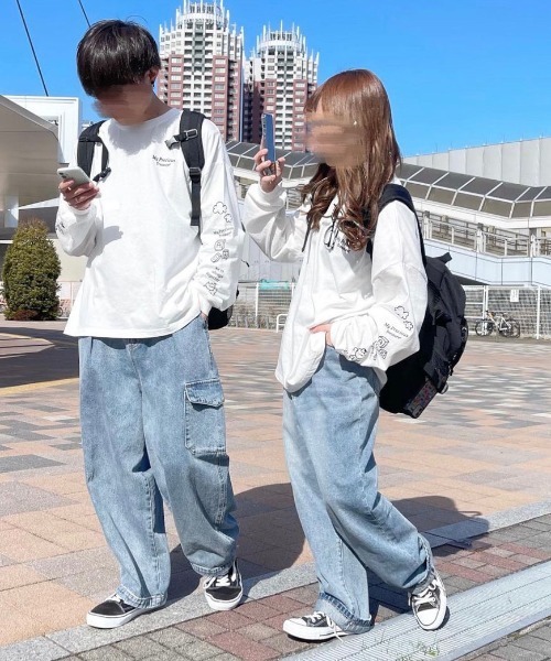 PairPair（ペアペア）の「袖プリントロンT(ユニセックス)（Tシャツ/カットソー・レディース・ブラック/オフホワイト・FREE）」の17枚目の写真