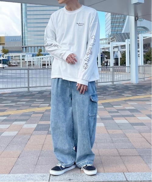 PairPair（ペアペア）の「袖プリントロンT(ユニセックス)（Tシャツ/カットソー・レディース・ブラック/オフホワイト・FREE）」の12枚目の写真