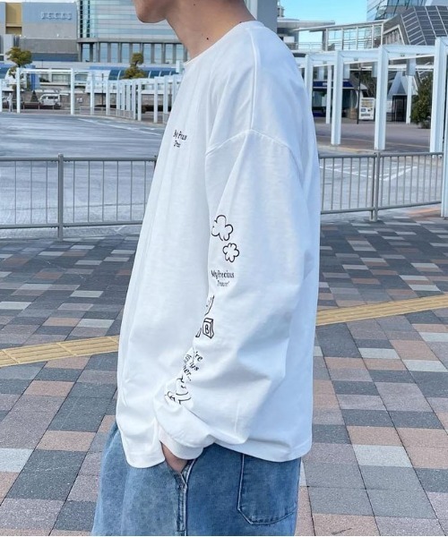 PairPair（ペアペア）の「袖プリントロンT(ユニセックス)（Tシャツ/カットソー・レディース・ブラック/オフホワイト・FREE）」の10枚目の写真