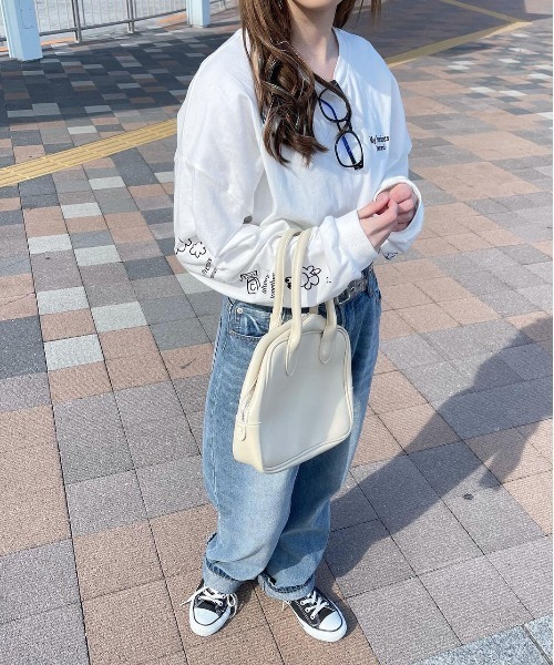 PairPair（ペアペア）の「袖プリントロンT(ユニセックス)（Tシャツ/カットソー・レディース・ブラック/オフホワイト・FREE）」の7枚目の写真