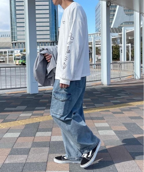 PairPair（ペアペア）の「袖プリントロンT(ユニセックス)（Tシャツ/カットソー・レディース・ブラック/オフホワイト・FREE）」の14枚目の写真