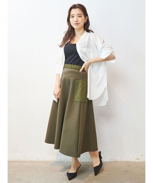 COTORICA（コトリカ）の「キルティングポケットフレアスカート【セットアップ対応】（スカート・レディース・ブラック/オフホワイト/カーキ・MEDIUM/SMALL）」の17枚目の写真