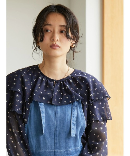 AMERICAN HOLIC（アメリカンホリック）の「シフォン楊柳フリルブラウス（シャツ/ブラウス・レディース・ブルー系その他/ドット/その他14・M/L）」の5枚目の写真