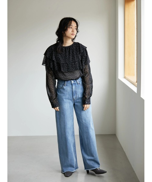 AMERICAN HOLIC（アメリカンホリック）の「シフォン楊柳フリルブラウス（シャツ/ブラウス・レディース・ブルー系その他/ドット/その他14・M/L）」の16枚目の写真