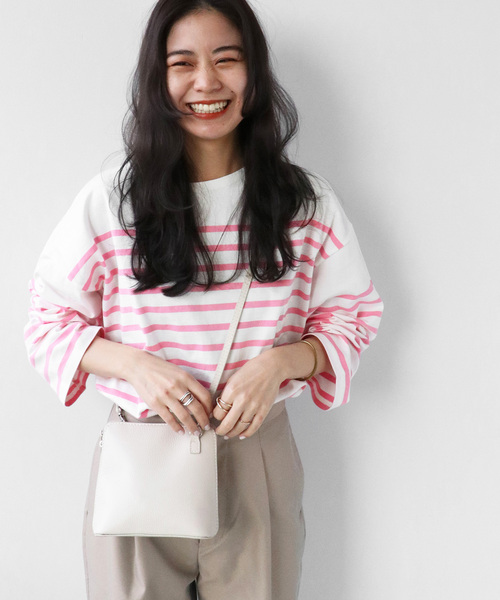JOURNAL STANDARD relume(ジャーナルスタンダード レリューム)の「《追加3》パネルボーダーボートネックTEE◆(Tシャツ/カットソー・レディース・ネイビー/ブルー系その他/グリーン/ピンク・FREE)」の4枚目の写真