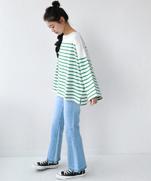 JOURNAL STANDARD relume(ジャーナルスタンダード レリューム)の「《追加3》パネルボーダーボートネックTEE◆(Tシャツ/カットソー・レディース・ネイビー/ブルー系その他/グリーン/ピンク・FREE)」の8枚目の写真