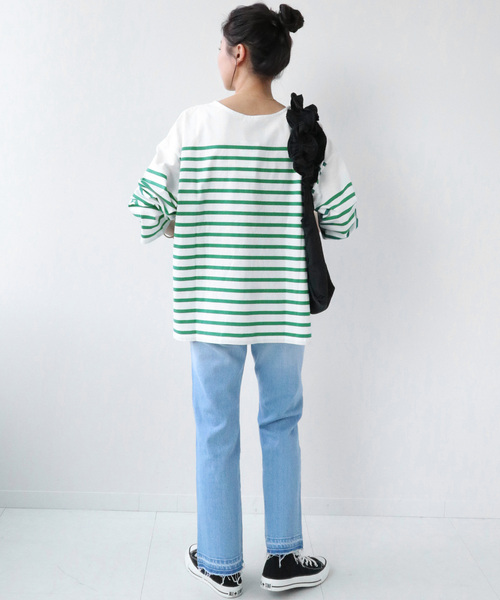 JOURNAL STANDARD relume(ジャーナルスタンダード レリューム)の「《追加3》パネルボーダーボートネックTEE◆(Tシャツ/カットソー・レディース・ネイビー/ブルー系その他/グリーン/ピンク・FREE)」の9枚目の写真