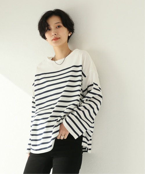 JOURNAL STANDARD relume(ジャーナルスタンダード レリューム)の「《追加3》パネルボーダーボートネックTEE◆(Tシャツ/カットソー・レディース・ネイビー/ブルー系その他/グリーン/ピンク・FREE)」の5枚目の写真