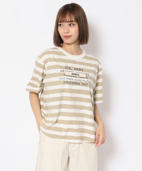 AVIREX（アヴィレックス）の「FADE WASH PRINT T-SHIRT/ フェイドウォッシュプリントティーシャツ（Tシャツ/カットソー・レディース・ブラック/ピンク/オフホワイト・FREE）」の21枚目の写真