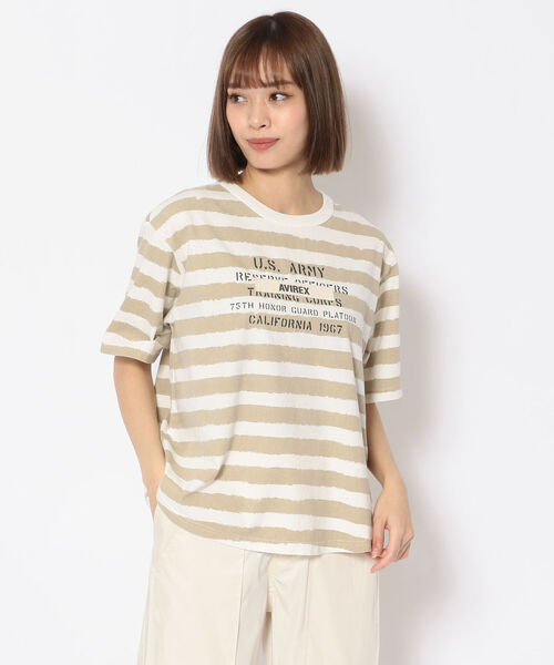 AVIREX（アヴィレックス）の「FADE WASH PRINT T-SHIRT/ フェイドウォッシュプリントティーシャツ（Tシャツ/カットソー・レディース・ブラック/ピンク/オフホワイト・FREE）」の19枚目の写真