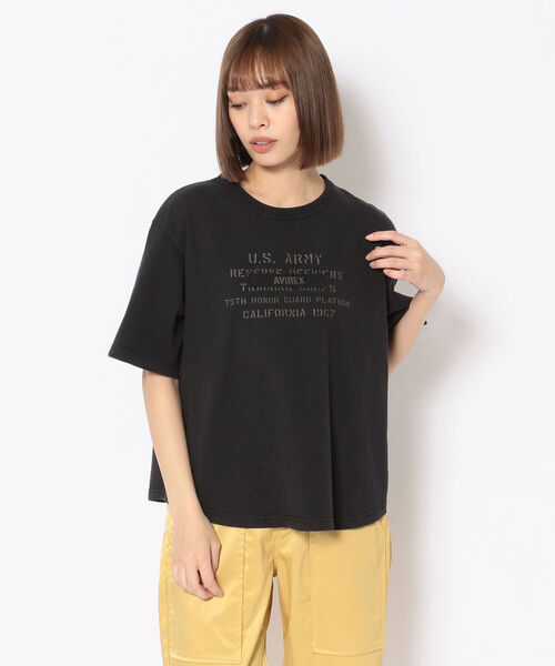 AVIREX（アヴィレックス）の「FADE WASH PRINT T-SHIRT/ フェイドウォッシュプリントティーシャツ（Tシャツ/カットソー・レディース・ブラック/ピンク/オフホワイト・FREE）」の18枚目の写真