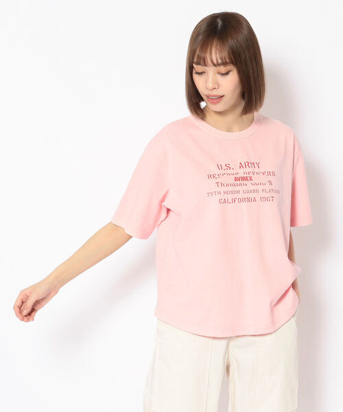 AVIREX（アヴィレックス）の「FADE WASH PRINT T-SHIRT/ フェイドウォッシュプリントティーシャツ（Tシャツ/カットソー・レディース・ブラック/ピンク/オフホワイト・FREE）」の20枚目の写真