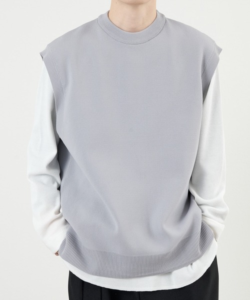 COLONY 2139（コロニートゥーワンスリーナイン）の「エステルヤーンクルーネックベスト（ベスト・メンズ・ブラック/ライトグレー/サックスブルー・MEDIUM/LARGE）」の11枚目の写真