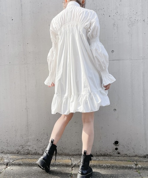 PAIN(ペイン)の「フリルギャザーシャツドレス(ワンピース・レディース・ホワイト/ブラック/ミント・FREE)」の17枚目の写真