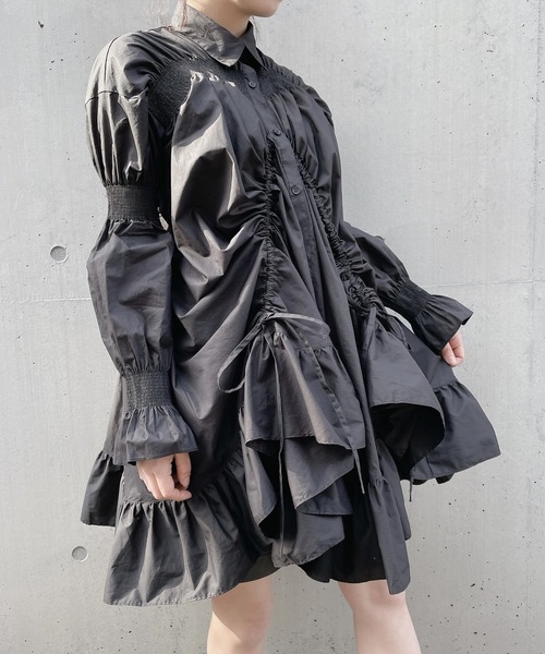 PAIN(ペイン)の「フリルギャザーシャツドレス(ワンピース・レディース・ホワイト/ブラック/ミント・FREE)」の21枚目の写真