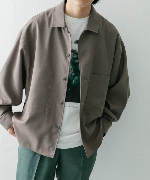 ITEMS URBANRESEARCH（アイテムズ アーバンリサーチ）の「『セットアップ対応』ポリツイル オープンカラーCPOシャツ（シャツ/ブラウス・メンズ・ベージュ/チャコールグレー/ネイビー・LARGE/MEDIUM）」の4枚目の写真