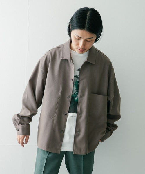 ITEMS URBANRESEARCH（アイテムズ アーバンリサーチ）の「『セットアップ対応』ポリツイル オープンカラーCPOシャツ（シャツ/ブラウス・メンズ・ベージュ/チャコールグレー/ネイビー・LARGE/MEDIUM）」の6枚目の写真
