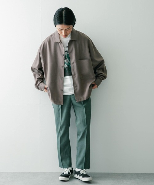 ITEMS URBANRESEARCH（アイテムズ アーバンリサーチ）の「『セットアップ対応』ポリツイル オープンカラーCPOシャツ（シャツ/ブラウス・メンズ・ベージュ/チャコールグレー/ネイビー・LARGE/MEDIUM）」の8枚目の写真