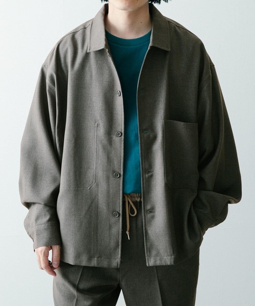 ITEMS URBANRESEARCH（アイテムズ アーバンリサーチ）の「『セットアップ対応』ポリツイル オープンカラーCPOシャツ（シャツ/ブラウス・メンズ・ベージュ/チャコールグレー/ネイビー・LARGE/MEDIUM）」の11枚目の写真