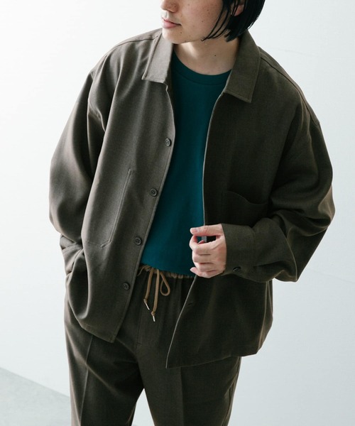 ITEMS URBANRESEARCH（アイテムズ アーバンリサーチ）の「『セットアップ対応』ポリツイル オープンカラーCPOシャツ（シャツ/ブラウス・メンズ・ベージュ/チャコールグレー/ネイビー・LARGE/MEDIUM）」の14枚目の写真