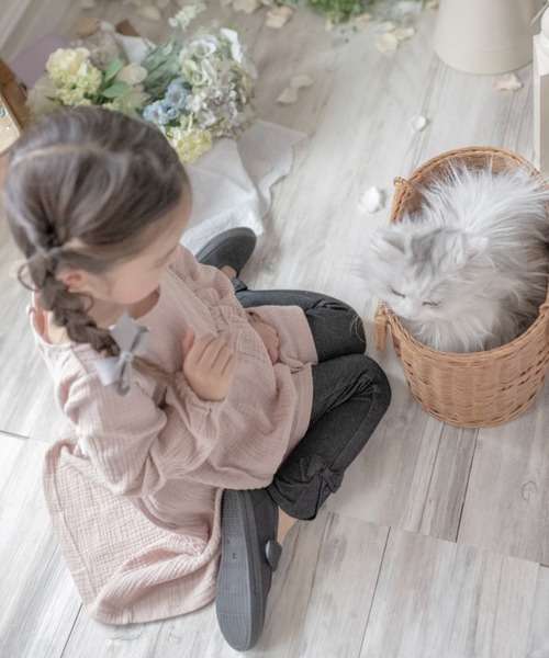 Catherine Cottage（キャサリンコテージ）の「デニムライクリボンレギンス（レギンス/スパッツ・キッズ・ライトブルー/ブラック/インディゴブルー/ブルー・90/100/110/120/130/140/150）」の5枚目の写真