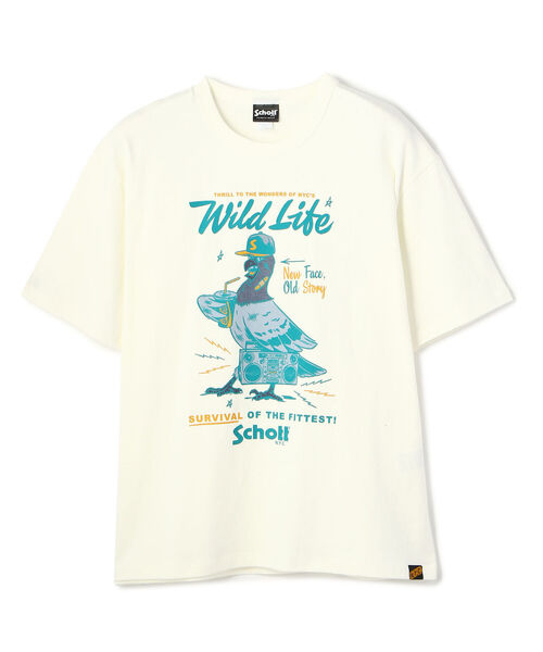 schott（ショット）の「PIGEON BASEBALL T-SHIRT/ピジョン ベースボール Tシャツ（Tシャツ/カットソー・メンズ・ホワイト/レッド/ブラック・LARGE/X-LARGE/MEDIUM/XX-LARGE）」の2枚目の写真