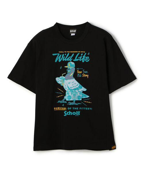 schott（ショット）の「PIGEON BASEBALL T-SHIRT/ピジョン ベースボール Tシャツ（Tシャツ/カットソー・メンズ・ホワイト/レッド/ブラック・LARGE/X-LARGE/MEDIUM/XX-LARGE）」の3枚目の写真