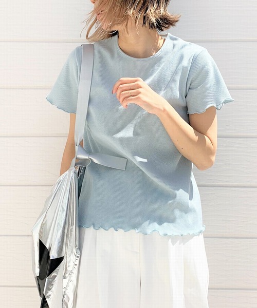 Q(キュー)の「サーマル半袖T(Tシャツ/カットソー・レディース・ライトブルー/ブラック/レモンイエロー・MEDIUM)」の3枚目の写真