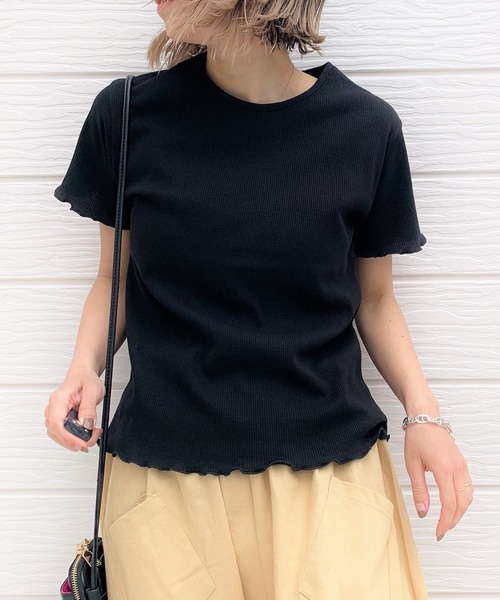 Q(キュー)の「サーマル半袖T(Tシャツ/カットソー・レディース・ライトブルー/ブラック/レモンイエロー・MEDIUM)」の2枚目の写真