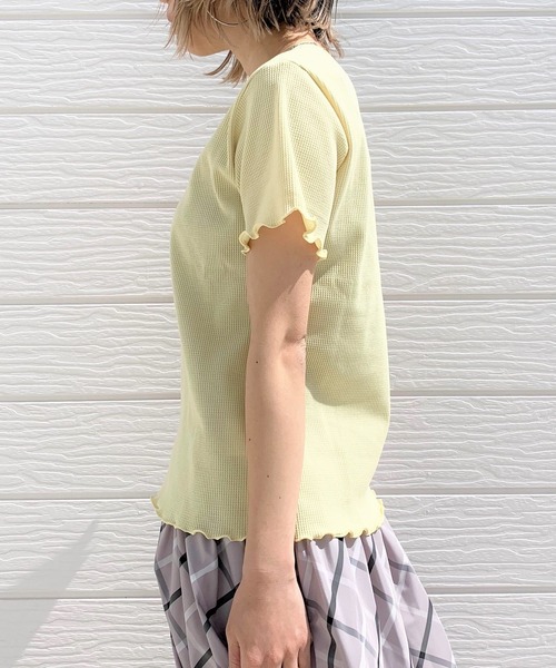 Q(キュー)の「サーマル半袖T(Tシャツ/カットソー・レディース・ライトブルー/ブラック/レモンイエロー・MEDIUM)」の5枚目の写真