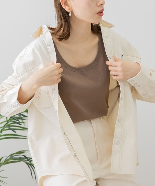 URBAN RESEARCH Sonny Label(アーバンリサーチサニーレーベル)の「USAコットンタンクトップ(Tシャツ/カットソー・レディース・オフホワイト/ライトピンク/ブラック/ブラウン・FREE)」の6枚目の写真