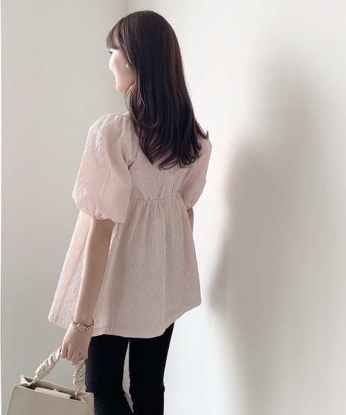 HALUHIROINE（ハルヒロイン）の「ジャガードチュニック（シャツ/ブラウス・レディース・オフホワイト/ブラック/ライトピンク・FREE）」の11枚目の写真