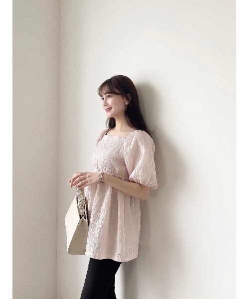 HALUHIROINE（ハルヒロイン）の「ジャガードチュニック（シャツ/ブラウス・レディース・オフホワイト/ブラック/ライトピンク・FREE）」の8枚目の写真