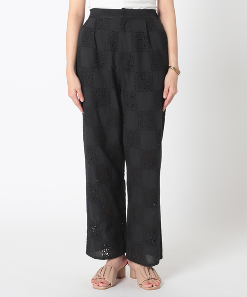 B.C STOCK（ベーセーストック）の「チェッカーパターンレースパンツ（スラックス・レディース・ホワイト/ブラック/イエロー・FREE）」の13枚目の写真