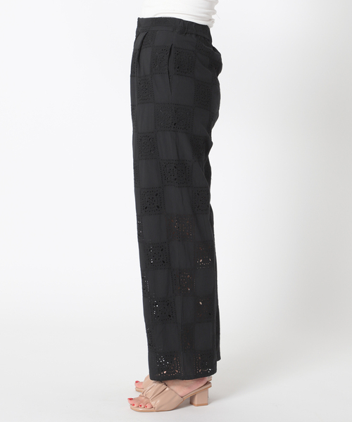 B.C STOCK（ベーセーストック）の「チェッカーパターンレースパンツ（スラックス・レディース・ホワイト/ブラック/イエロー・FREE）」の14枚目の写真