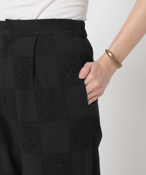 B.C STOCK（ベーセーストック）の「チェッカーパターンレースパンツ（スラックス・レディース・ホワイト/ブラック/イエロー・FREE）」の18枚目の写真