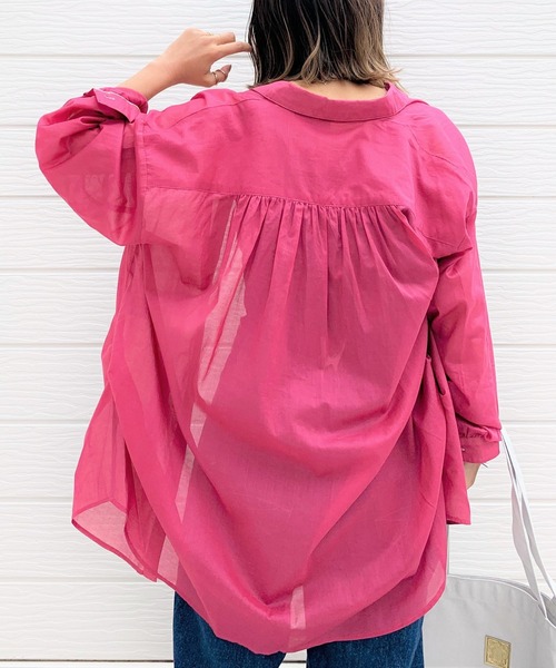 Q(キュー)の「コットンボイルスキッパーシャツ(シャツ/ブラウス・レディース・ベージュ/ネイビー/オリーブ/ピンク/マスタード・MEDIUM)」の5枚目の写真