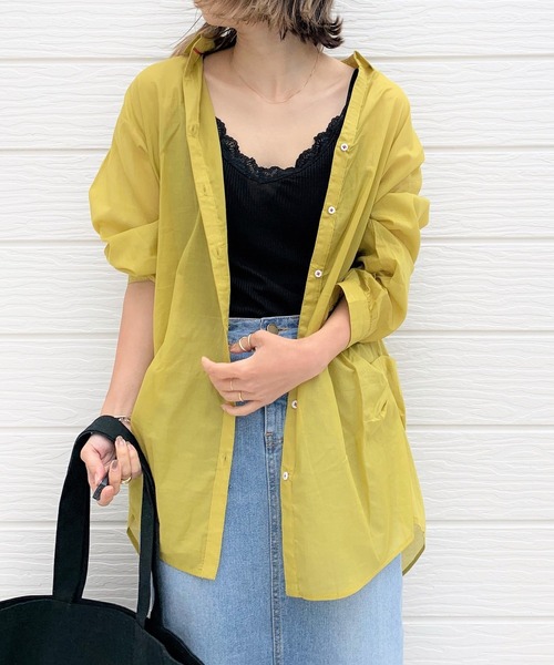 Q(キュー)の「コットンボイルスキッパーシャツ(シャツ/ブラウス・レディース・ベージュ/ネイビー/オリーブ/ピンク/マスタード・MEDIUM)」の4枚目の写真