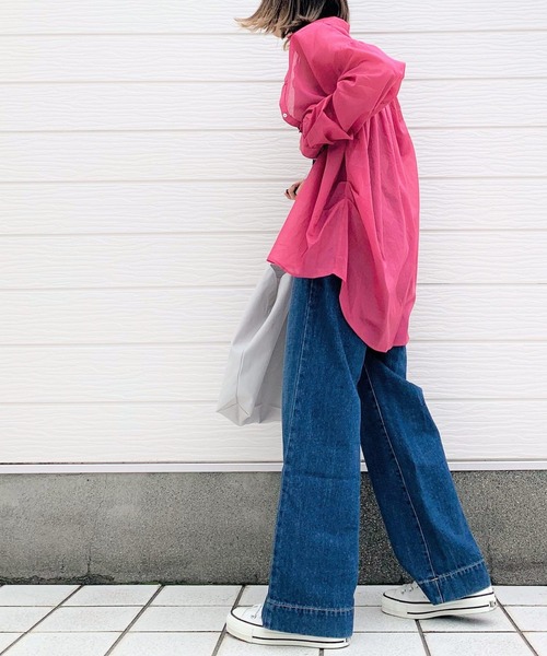 Q(キュー)の「コットンボイルスキッパーシャツ(シャツ/ブラウス・レディース・ベージュ/ネイビー/オリーブ/ピンク/マスタード・MEDIUM)」の16枚目の写真