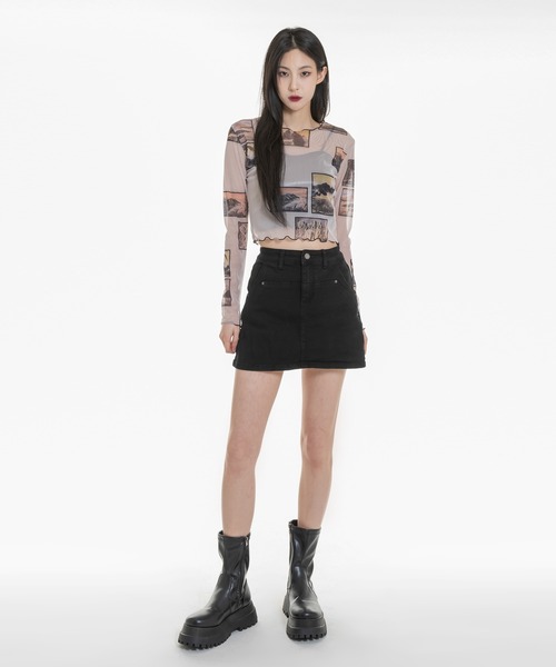 FOLLOWIN（フォロウィン）の「ユニークポケットキャロットミニスカート（デニムスカート・レディース・ライトブルー/ブラック/カーキ/ブルー・S/M）」の18枚目の写真