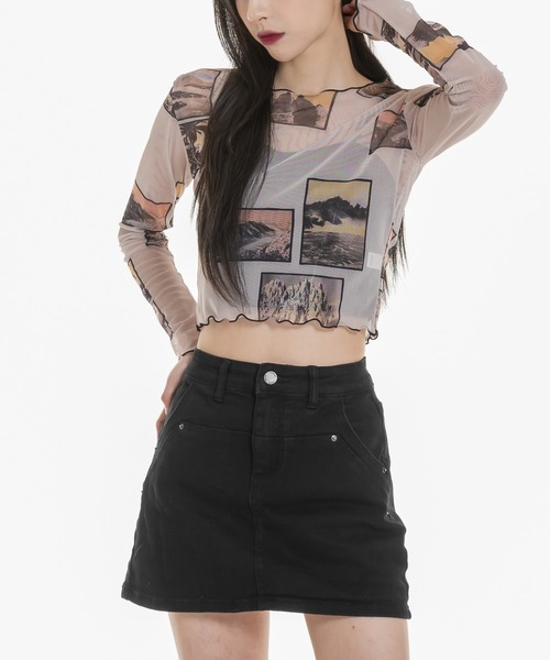 FOLLOWIN（フォロウィン）の「ユニークポケットキャロットミニスカート（デニムスカート・レディース・ライトブルー/ブラック/カーキ/ブルー・S/M）」の11枚目の写真