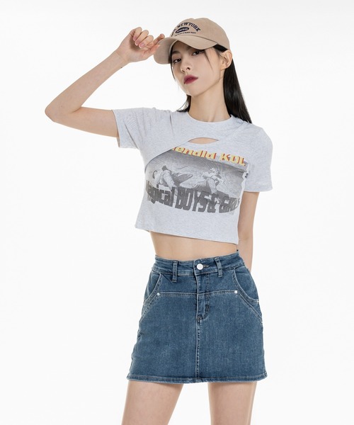 FOLLOWIN（フォロウィン）の「ユニークポケットキャロットミニスカート（デニムスカート・レディース・ライトブルー/ブラック/カーキ/ブルー・S/M）」の9枚目の写真