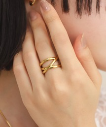 【WEB限定】 ”Gleam”レイヤードリング/サージカルステンレス(金属アレルギー対応)【LHME / エルエイチエムイー】