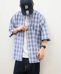 オンブレチェック半袖シャツ