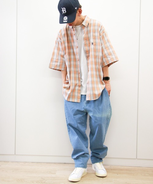 VENCEEXCHANGE（ヴァンスエクスチェンジ）の「オンブレチェック半袖シャツ（シャツ/ブラウス・メンズ・グリーン/ブルー/オレンジ・M/L）」の7枚目の写真