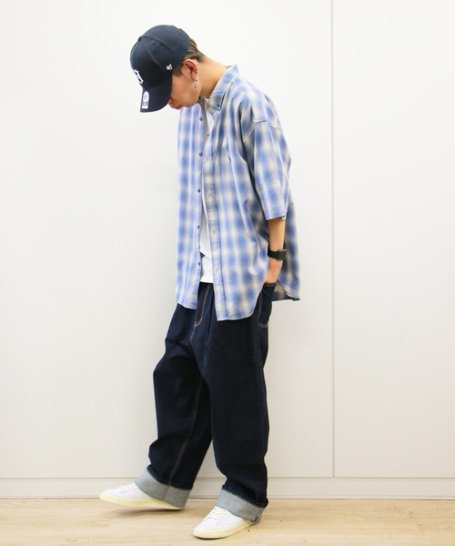 VENCEEXCHANGE（ヴァンスエクスチェンジ）の「オンブレチェック半袖シャツ（シャツ/ブラウス・メンズ・グリーン/ブルー/オレンジ・M/L）」の8枚目の写真