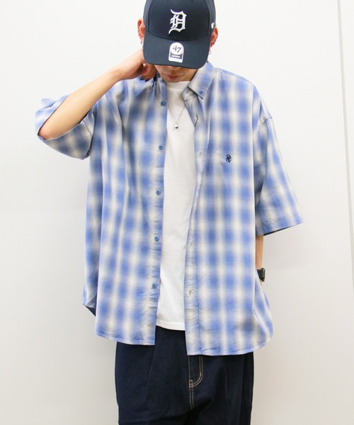 VENCEEXCHANGE（ヴァンスエクスチェンジ）の「オンブレチェック半袖シャツ（シャツ/ブラウス・メンズ・グリーン/ブルー/オレンジ・M/L）」の17枚目の写真