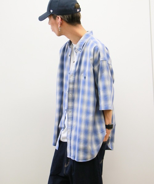 VENCEEXCHANGE（ヴァンスエクスチェンジ）の「オンブレチェック半袖シャツ（シャツ/ブラウス・メンズ・グリーン/ブルー/オレンジ・M/L）」の11枚目の写真