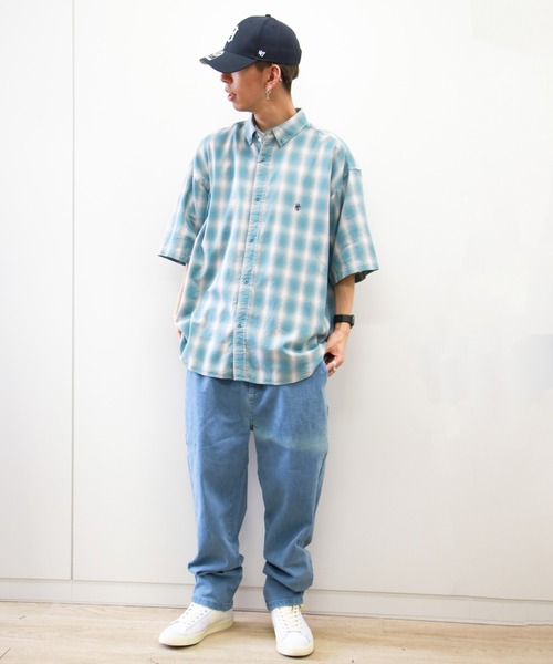 VENCEEXCHANGE（ヴァンスエクスチェンジ）の「オンブレチェック半袖シャツ（シャツ/ブラウス・メンズ・グリーン/ブルー/オレンジ・M/L）」の9枚目の写真